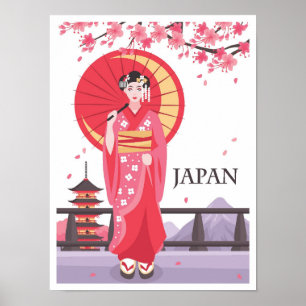 Japan Art Vintage Reiseillustration Poster