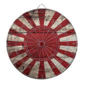 Japan-aufgehende Sonne-Flagge auf altem hölzernem Dartscheibe (vorne)