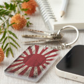 Japan-aufgehende Sonne-Flagge auf altem hölzernem Schlüsselanhänger (Vorderseite rechts)