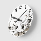 Japan Bairei Crane Birds Feuchtgebiete Wall Clock Runde Wanduhr (Winkel)