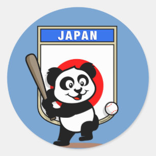 Japan Baseball Panda Runder Aufkleber