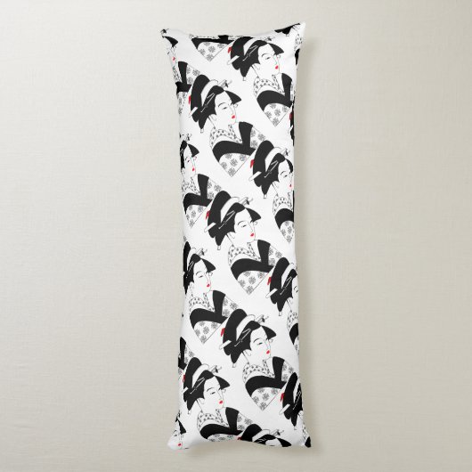 Japan Beautiful Woman Geisha Schwarz-weiß Kissen (Rückseite (Vertikal))