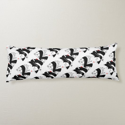 Japan Beautiful Woman Geisha Schwarz-weiß Kissen (Rückseite)