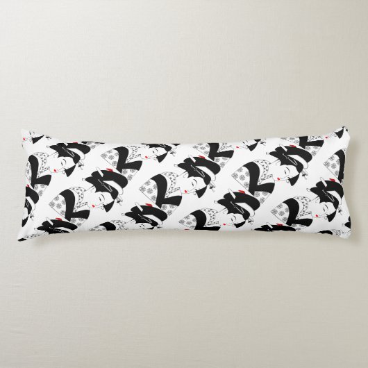 Japan Beautiful Woman Geisha Schwarz-weiß Kissen (Vorderseite)