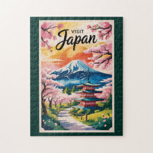 Japan Berg Fuji Illustration Reise Kunst Vintage Puzzle