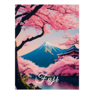 Japan Berg Fuji Kirschblüten Reise Druck
