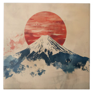 Japan Berg Fuji vintage Aquarell  Fliese