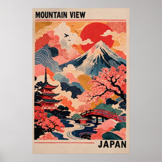 Japan Bergansicht Poster, Retro Mount Fuji Poster (Vorne)