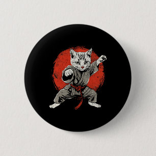 Japan Cat Martial Arts Karate Ukiyo-e Taekwondo Ji Button