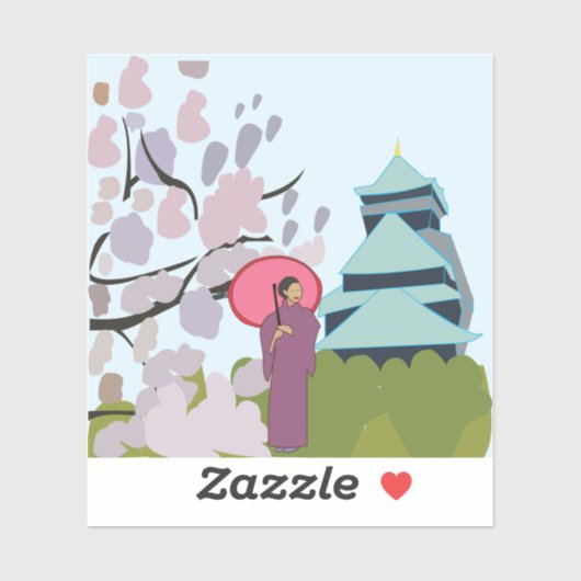 Japan Cherry Blossom Geisha Kimono Aufkleber (Blatt)