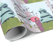 Japan Cherry Blossom Geisha Kimono Geschenkpapier (Rolleneckpunkt)