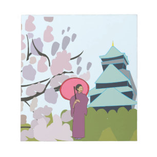 Japan Cherry Blossom Geisha Kimono Japan Notizblock