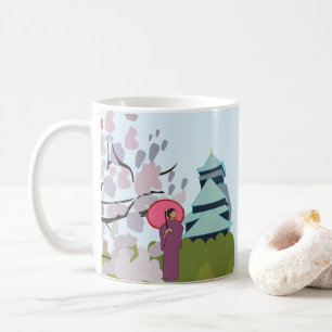 Japan Cherry Blossom Geisha Kimono Kaffeetasse