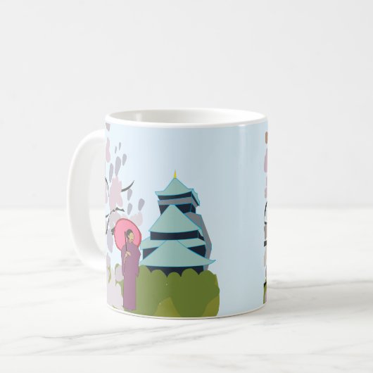 Japan Cherry Blossom Geisha Kimono Kaffeetasse (Vorderseite Links)