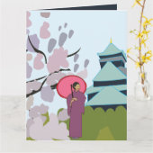 Japan Cherry Blossom Geisha Kimono Karte (Gelbe Blume)