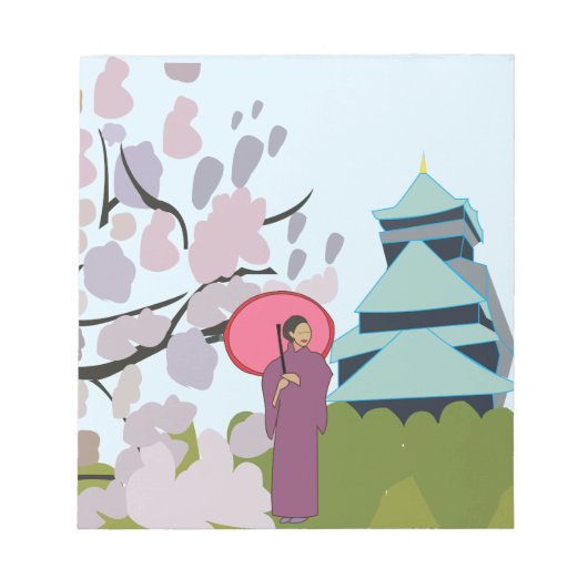 Japan Cherry Blossom Geisha Kimono Notizblock (Vorderseite)