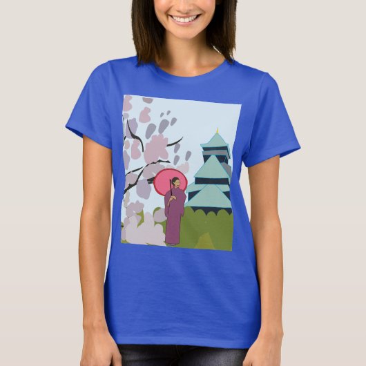 Japan Cherry Blossom Geisha Kimono T-Shirt (Vorderseite)