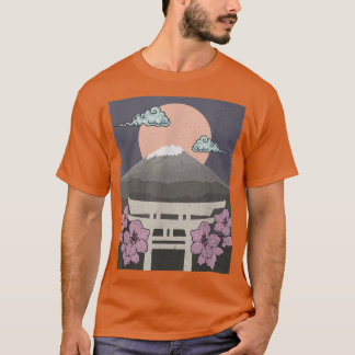 Japan Cherry Blossom Woodblock Japanische Kunst  T-Shirt