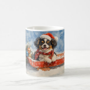 Japan-Chin-Hund im Schlitten Lass es schneien Weih Kaffeetasse