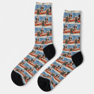Japan-Chin-Hund im Schlitten Lass es schneien Weih Socken