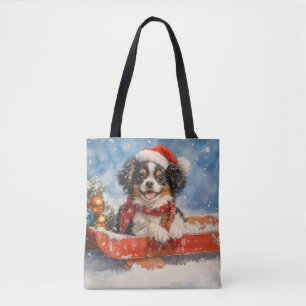Japan-Chin-Hund im Schlitten Lass es schneien Weih Tasche