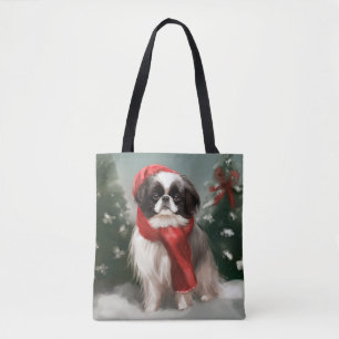 Japan-Chin-Hund im Schnee Weihnachten Tasche