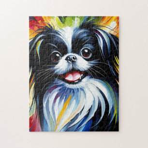 Japan-Chin-Hund-Porträt Acryl-Kunst-Druck Hund Puzzle