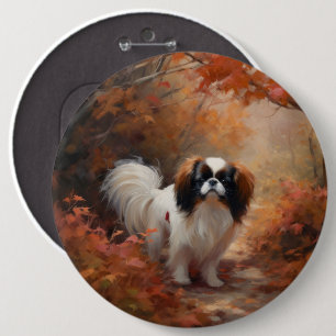 Japan-Chin im Herbst inspiriert vom Laubfall Button