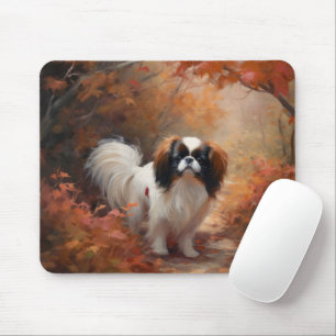 Japan-Chin im Herbst inspiriert vom Laubfall Mousepad