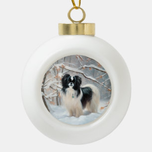Japan-Chin Lass es schneien Weihnachten Keramik Kugel-Ornament