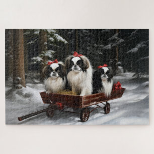 Japan-Chin Schneebedeckter Schlitten Weihnachtsdek Puzzle