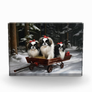 Japan-Chin-Schneeschlitten-Weihnachtsdekoration Fotoblock