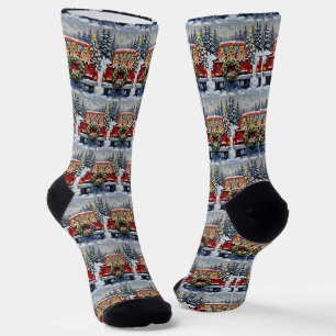 Japan-Chin-Weihnachten-Roter-LKW-Urlaub Socken
