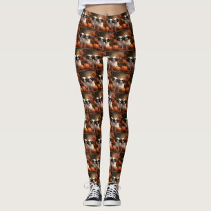 Japan-Chin-Welpe Herbstfreude Kürbis Leggings