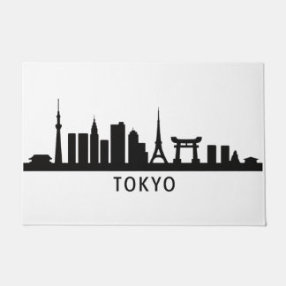 Japan Cityscape Travel | Tokyo Skyline Silhouette Fußmatte