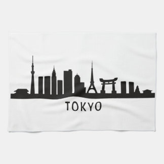 Japan Cityscape Travel | Tokyo Skyline Silhouette Geschirrtuch