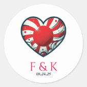 Japan Couple Heart Wedding Runder Aufkleber (Vorderseite)