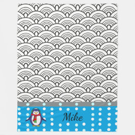 japan Doodles Muster, Pinguin, Ihr Name Fleecedecke