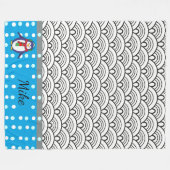 japan Doodles Muster, Pinguin, Ihr Name Fleecedecke (Vorderseite (Horizontal))