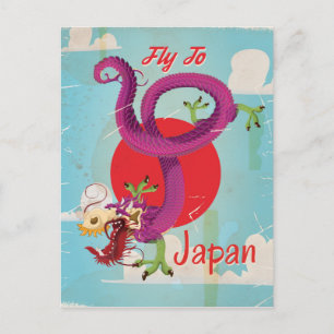 Japan-Drache Vintage-Reiseposter Postkarte