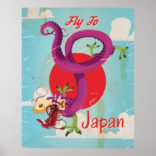 Japan Dragon Vintage Travel Poster (Vorne)