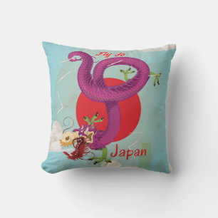 Japan Dragon Vintage Travel Poster Kissen
