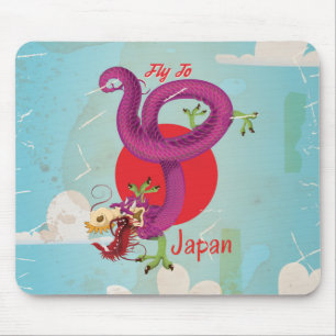 Japan Dragon Vintage Travel Poster Mousepad