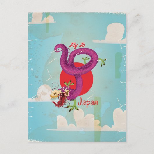 Japan Dragon Vintage Travel Poster Postkarte (Vorderseite)