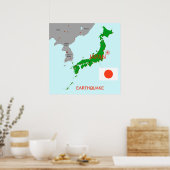Japan Erdbebenkarte Seismische Aktivität Poster (Küche)