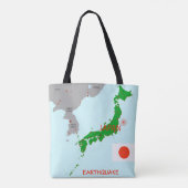 Japan Erdbebenkarte Seismische Aktivität Tasche (Rückseite)
