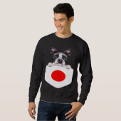 Japan Flag Boston Terrier Dog In Pocket Sweatshirt (Vorne ganz)
