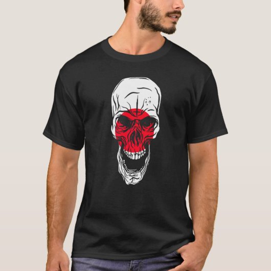 Japan Flag Colours Skull T-Shirt (Vorderseite)