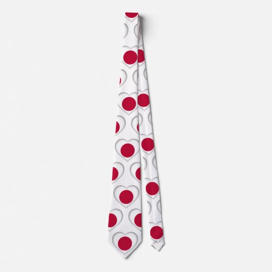 Japan Flag Farben Herzmuster Neck Tie Krawatte (Vorderseite)