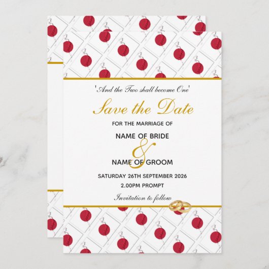 JAPAN FLAG Maßgeschneiderte Hochzeit Save The Date (Vorne/Hinten)